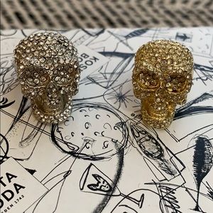 Faux Diamond Skull Rings
